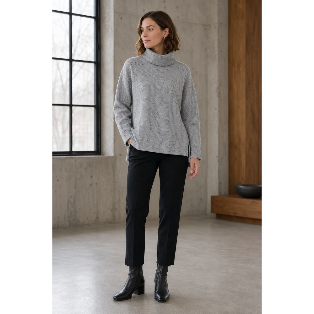 Calia Pullover Womens Large Gray Lunar Jacquard Funnel Neck Gorpcore Minimalist